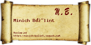 Minich Bálint névjegykártya