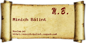 Minich Bálint névjegykártya